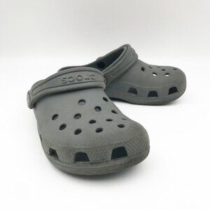 CROCS Classic Gray Slip On Rubber Clogs Youth 11